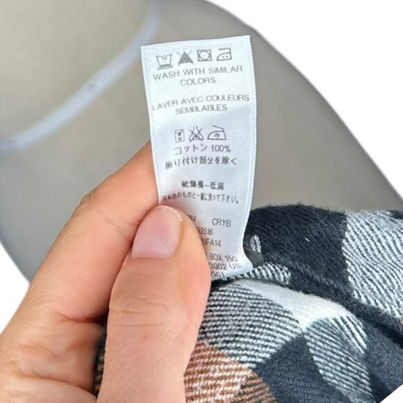 PATAGONIA Women's Fjord Black Brown Plaid Long Sleeve Flannel Button Down Size 8 - Picture 6 of 6